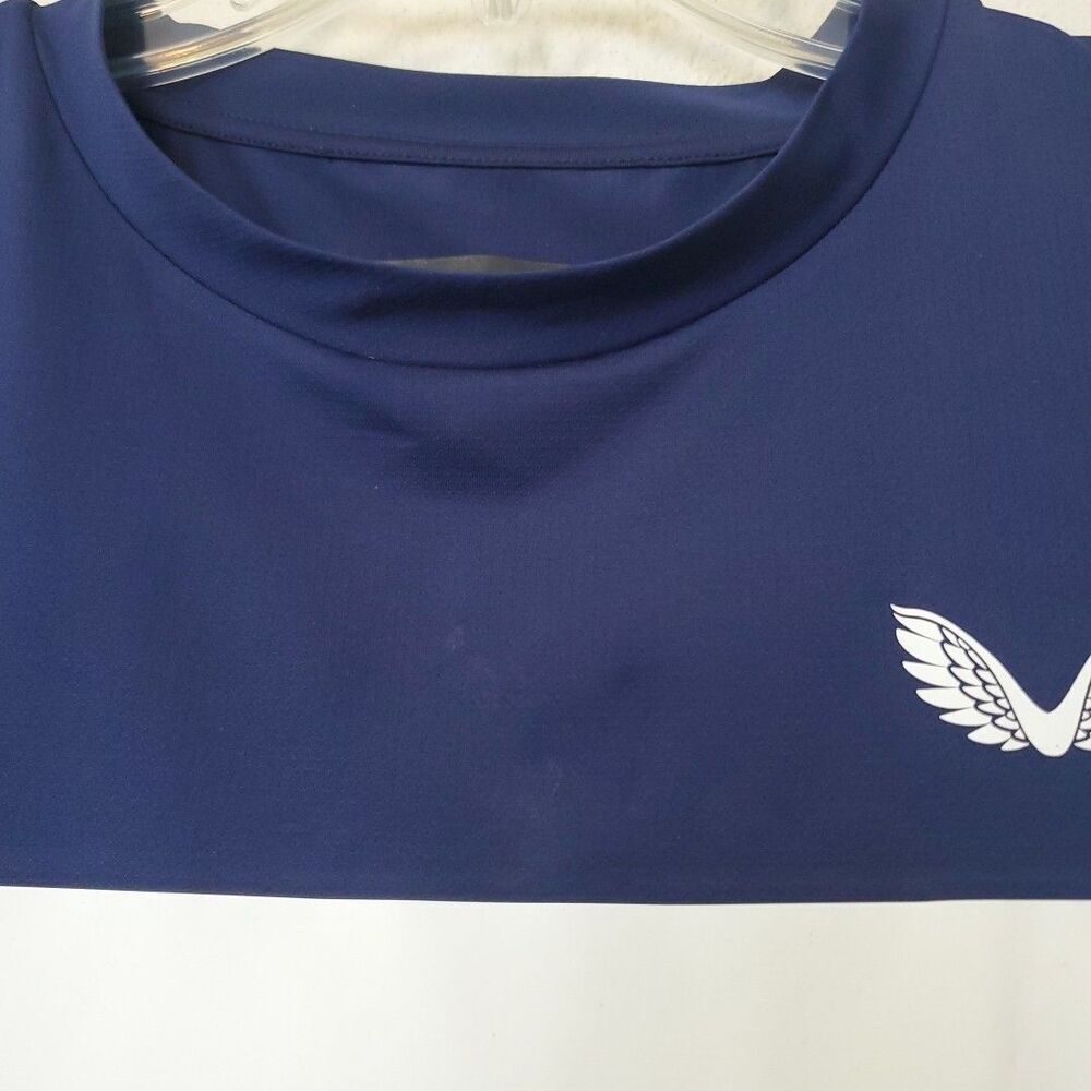 Castore T-shirt Blue Athletic Shirt Performance Golf Tennis White Line Logo Sz S - Picture 6 of 16